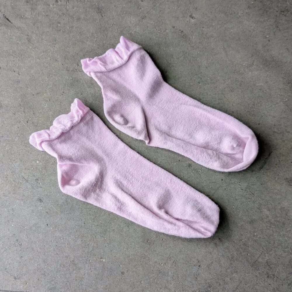 Anthropologie Lemon Adela Ruffle Sock Set of 3 Gray Lavender Orange
